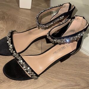 Elegant Black Embellished Heels